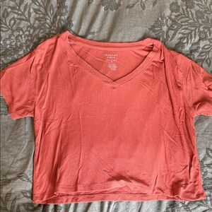 American Eagle Outfitters Women's Short Sleeve Coral Tee
